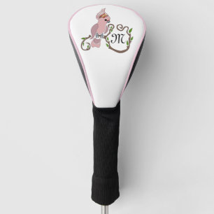 Whimsical Pink Cockatoo Monogram Golf Head Cover