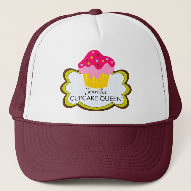 Whimsical Pink Cupcake Personalised Hat (Front)