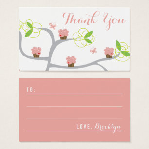 Whimsical Pink Cupcakes Tree Birthday DIY Gift Tag