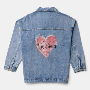 Whimsical Pink Dotted Heart Denim Jacket