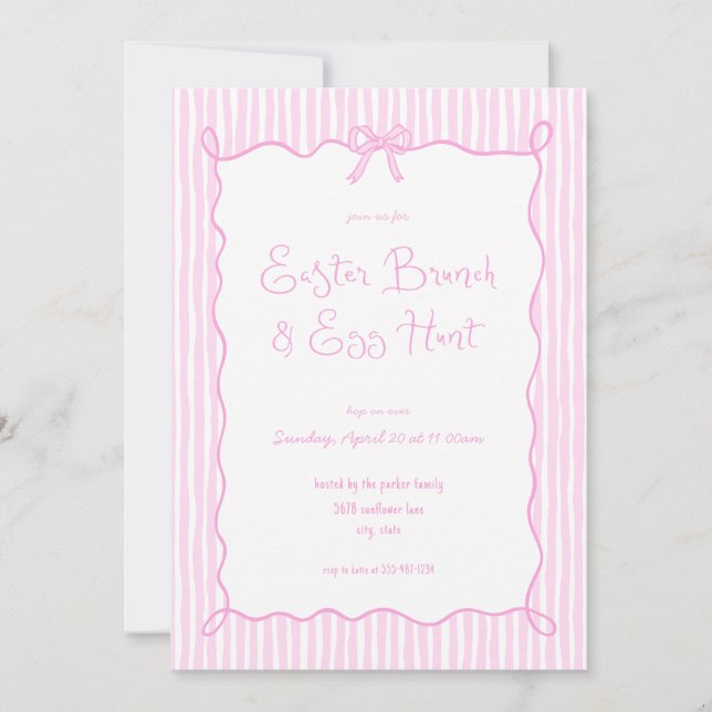 Whimsical Pink Easter Brunch & Egg Hunt Invitation (Front)