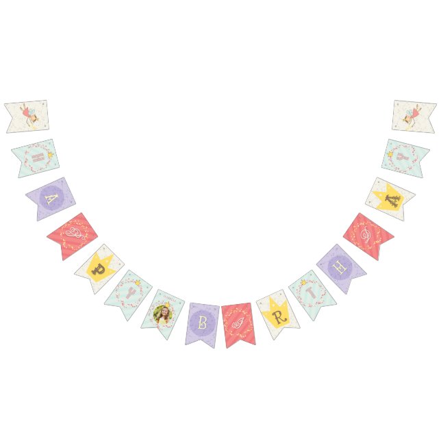 Whimsical Pink Fairy Princess Girl Birthday Photo Bunting (All)