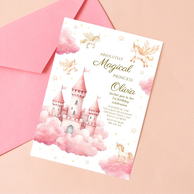 Whimsical Pink Fairytale Princess Birthday Invitation (Creator Uploaded)