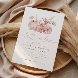 Whimsical Pink Fall in Love Couple's Shower Invitation