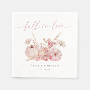 Whimsical Pink Fall in Love Wedding Napkin