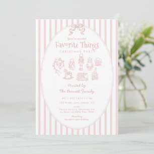Whimsical Pink Favourite Things Christmas Party Invitation