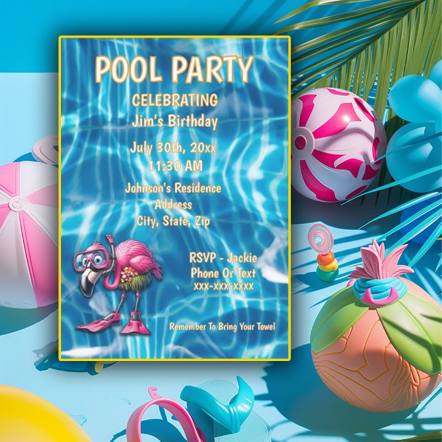 whimsical pink flamingo Birthday Invitation (Creator Uploaded)