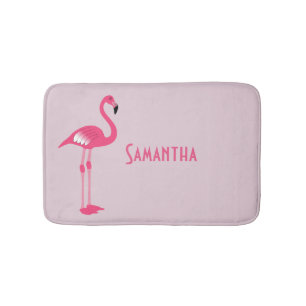 Whimsical Pink Flamingo Custom Bath Mat