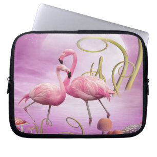Whimsical Pink Flamingos Laptop Sleeve