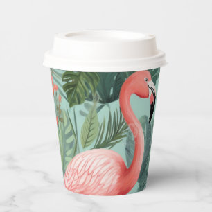 Whimsical Pink Flamino Cups w/Lid