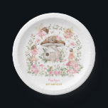 Whimsical Pink Floral Fairy Tea Party Birthday Paper Plate<br><div class="desc">Impress your guests with these pretty fairy themed paper plates. Use the template fields to add your text.</div>