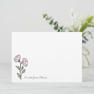 Whimsical Pink Floral Personalized Stationery Thank You Card