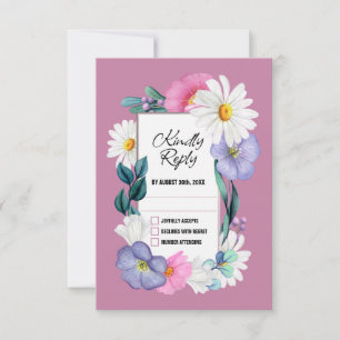 Whimsical Pink Floral Wedding RSVP