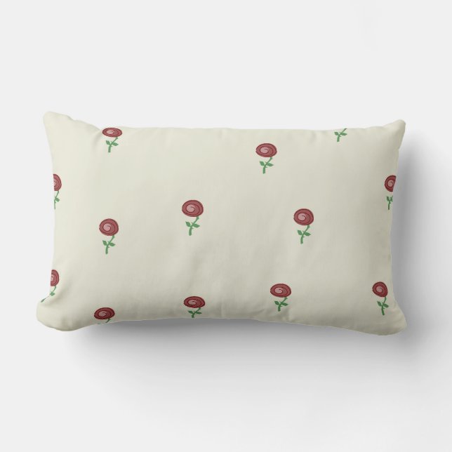 Whimsical Pink Flower Pillow (Front)