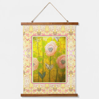Whimsical Pink Flowers -  Hanging Tapestry