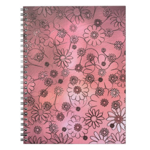 Whimsical Pink Flowers Notebook