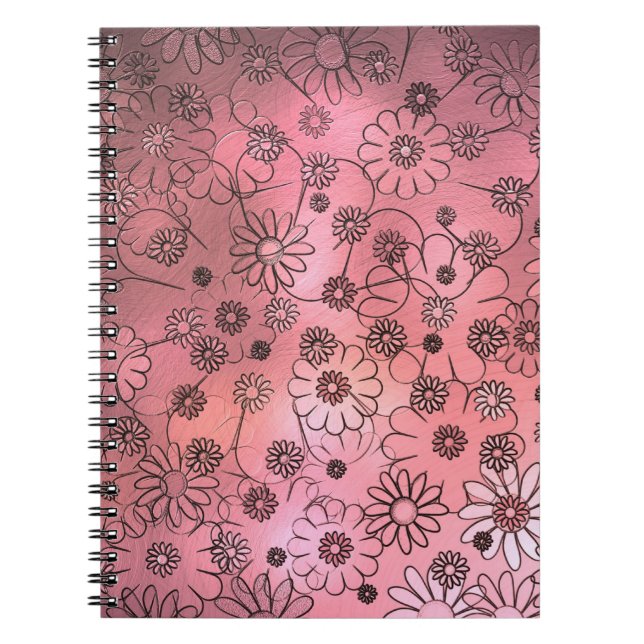 Whimsical Pink Flowers Notebook (Front)