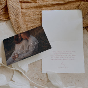 Whimsical Pink Font Folded Photo Baby Shower Thank You Card