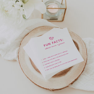Whimsical Pink Fun Facts Wedding Napkin