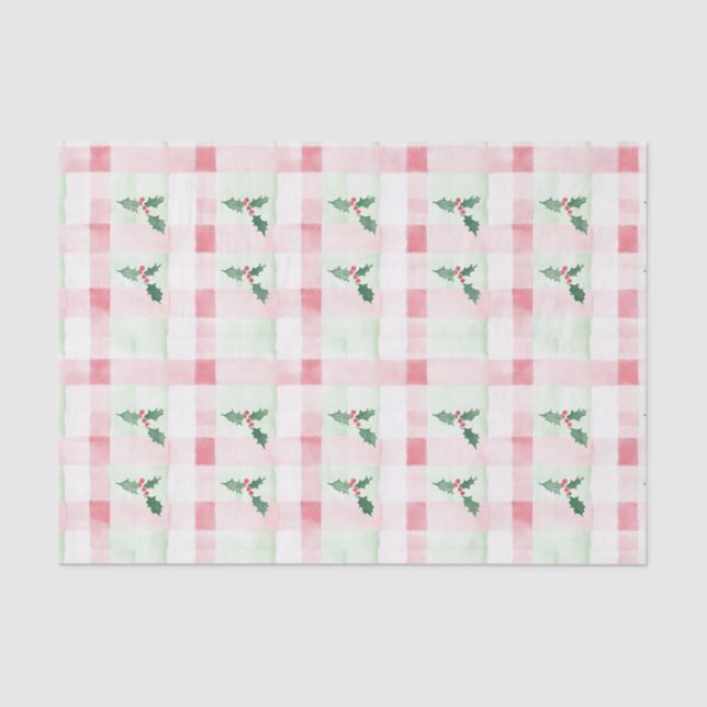 Whimsical Pink Green Retro Christmas  Tissue Paper (Front)