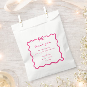 Whimsical Pink Hand Drawn Bow Frame Wedding Favour Bags