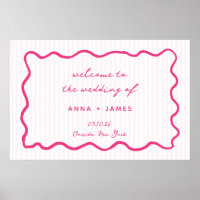 Whimsical Pink Hand Drawn Wedding Welcome