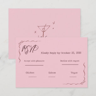 Whimsical Pink Hand Written Scribble Wedding RSVP Card