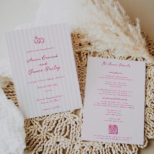 Whimsical Pink Handwritten Wedding Invitation