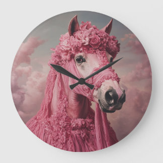 Whimsical Pink Horse Wall Clock - Elegant Fantasy 