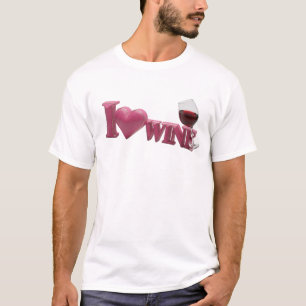 Whimsical Pink I LOVEW WINE Wearable Art T-Shirt