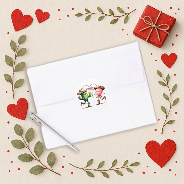 Whimsical Pink Kawaii Cactus and Balloon Design Classic Round Sticker (Creator Uploaded)