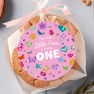 Whimsical Pink Little Gem Birthday Sticker