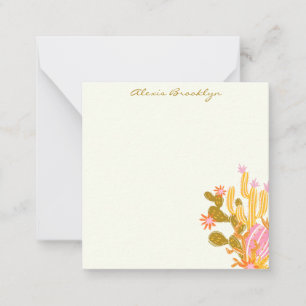 Whimsical Pink Orange Cactus Illustration Custom Card