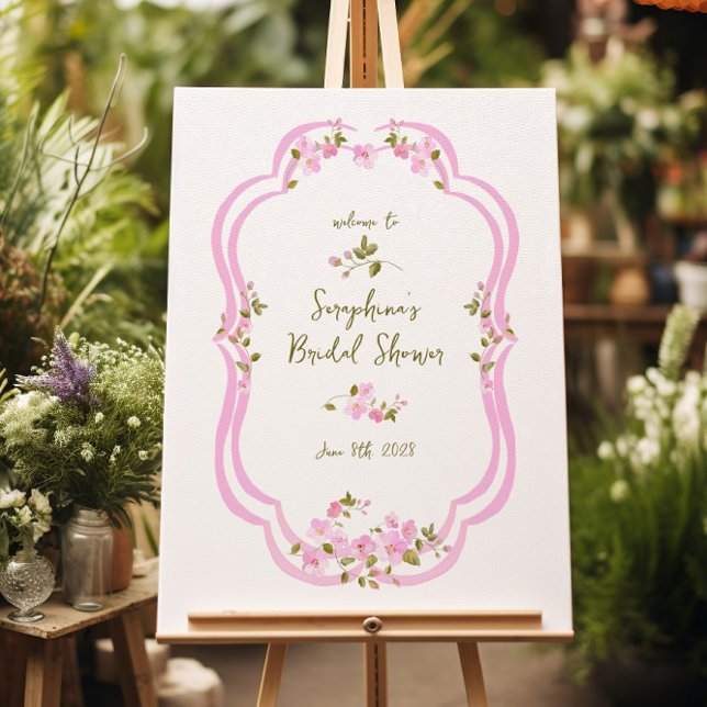 Whimsical Pink Painted Coquette Bridal Shower Sign (Creator Uploaded)