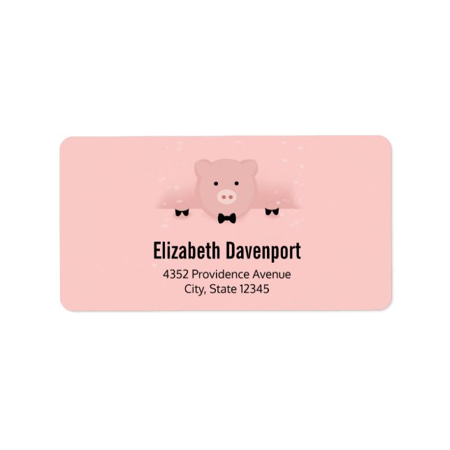 Whimsical Pink Pig Cute Farm Animal Label (Front)