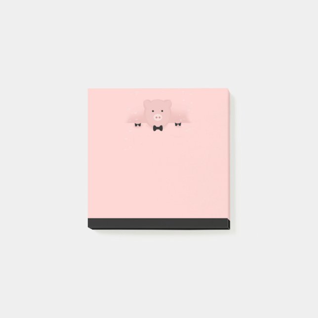 Whimsical Pink Pig Cute Farm Animal Post-it Notes (Front)