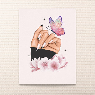 Whimsical Pink Poster: Woman's Hand and Butterfly Poster