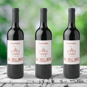 Whimsical Pink Red Doodle Custom Wine Bottle Label