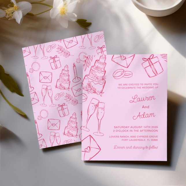 Whimsical Pink & Red Hand Drawn BUDGET Wedding (Creator Uploaded)