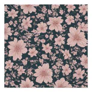 Whimsical Pink Sakura Pattern Poster