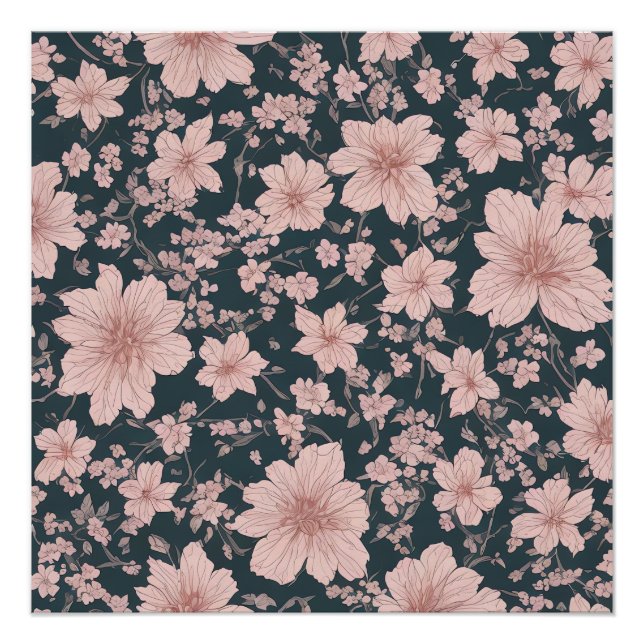 Whimsical Pink Sakura Pattern Poster (Front)