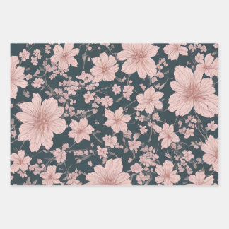 Whimsical Pink Sakura Pattern Wrapping Paper Sheet