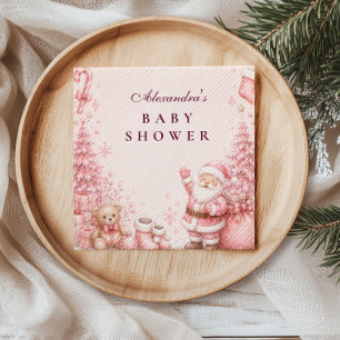 Whimsical Pink Santa Baby Shower Napkin