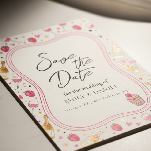 Whimsical Pink Save the Date Wedding Design Invitation (Creator Uploaded)