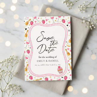 Whimsical Pink Save the Date Wedding Design Invitation
