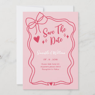 Whimsical Pink Sketch Save the Date Invitation