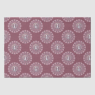 Whimsical Pink Snowman Classic Polka Dot Mandala Tissue Paper