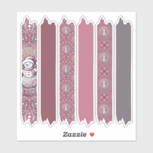 Whimsical Pink Snowman Mandala Patterns Washi Tape