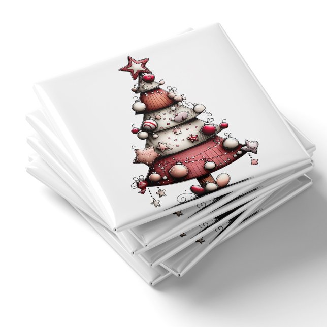 Whimsical Pink Star Tree Christmas Magnet (Whimsical Pink Star Tree Christmas Magnet PiggyPrint Stickers)