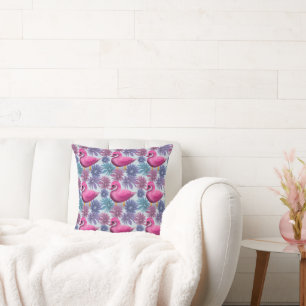 Whimsical Pink Swan: Pastel Floral Dream Pattern Cushion